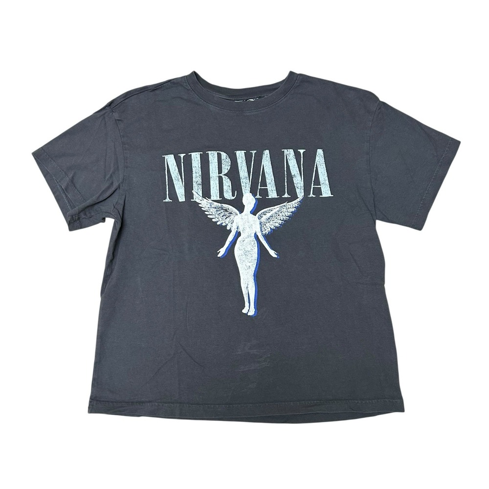 Nirvana In Utero Music Band T Shirt Gray Size Medium Crop